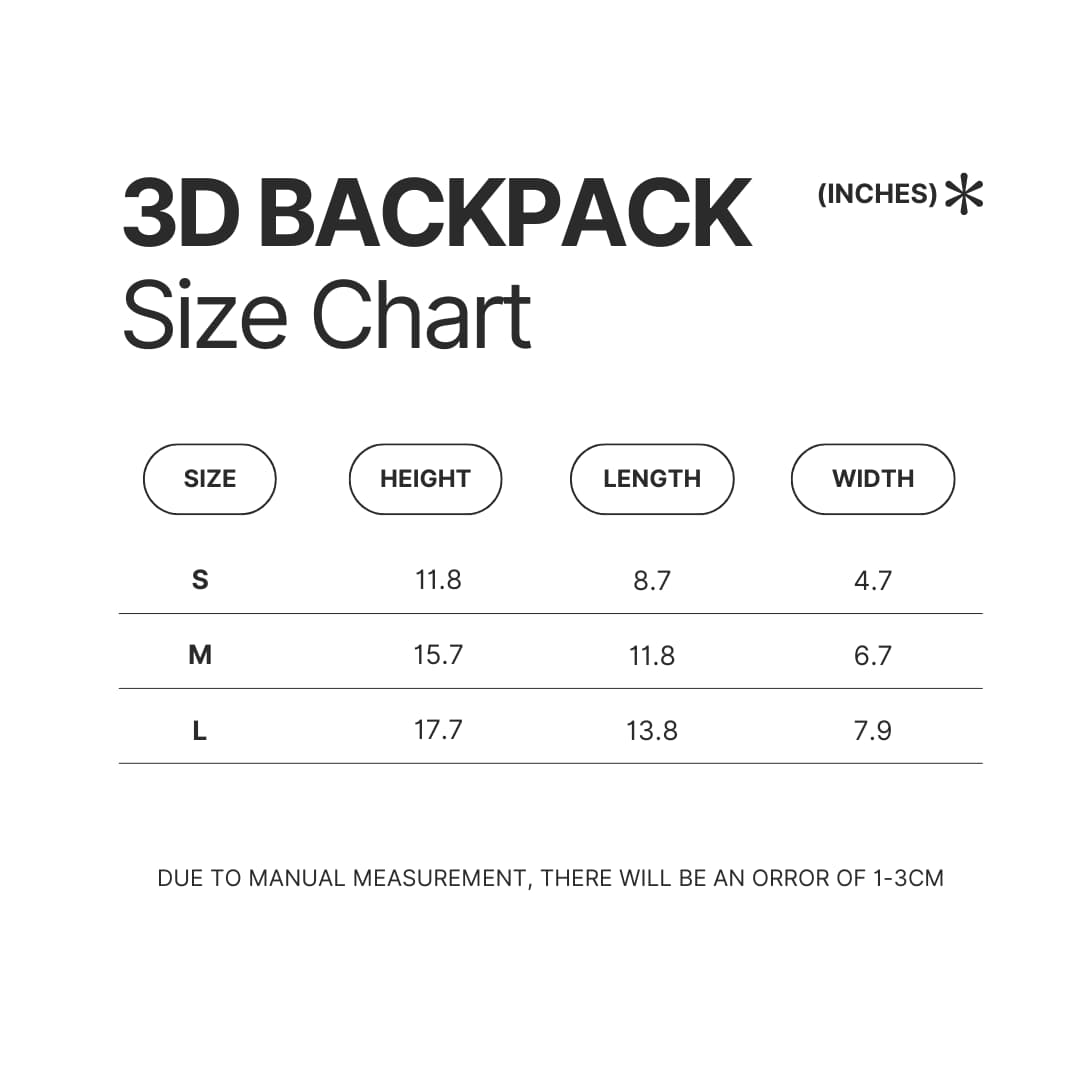 3D Backpack Size Chart - Pink Panther Merch