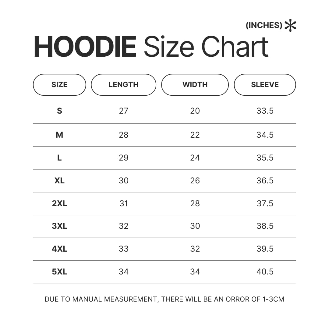 Hoodie Size Chart - Pink Panther Merch