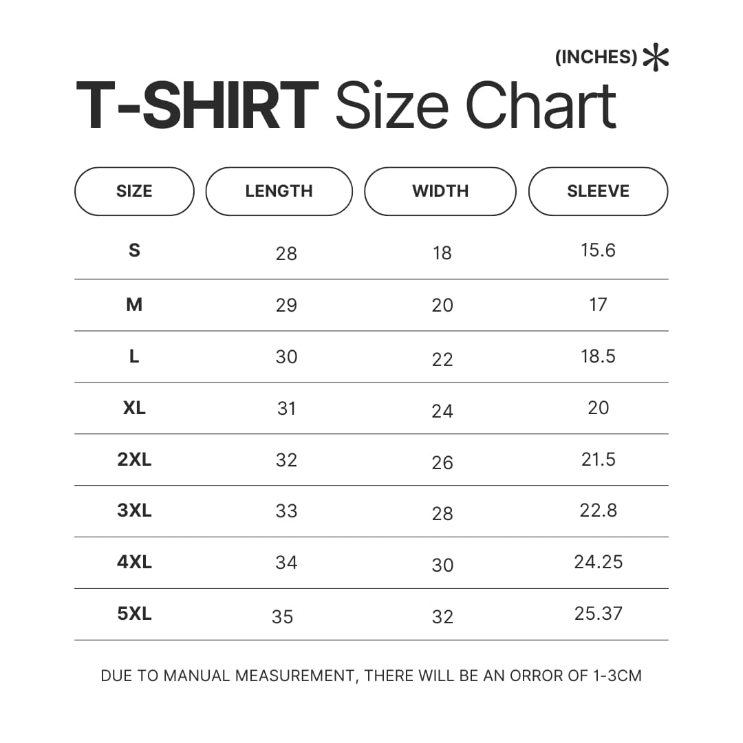 T shirt Size Chart - Pink Panther Merch
