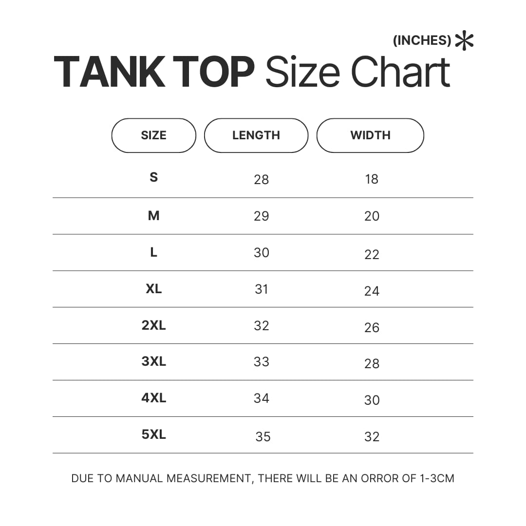 Tank Top Size Chart - Pink Panther Merch