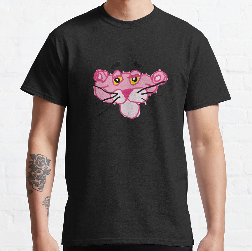 Pink Panther Blue Background T-shirt - Image 2