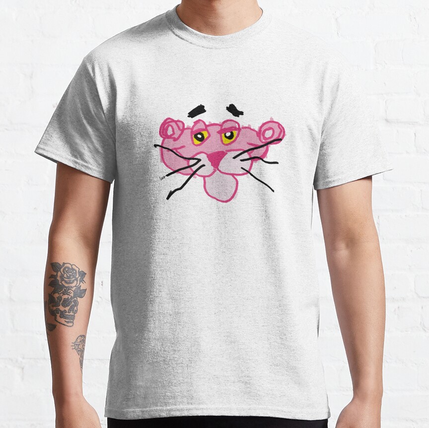 Pink Panther Blue Background T-shirt