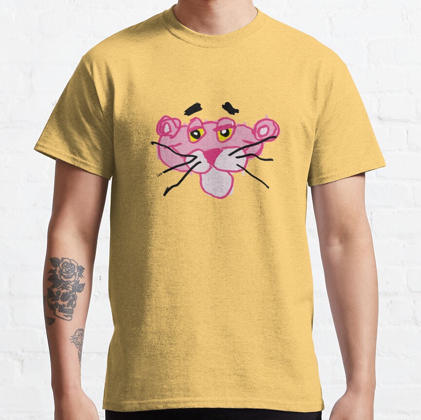 Pink Panther Blue Background T-shirt - Image 7