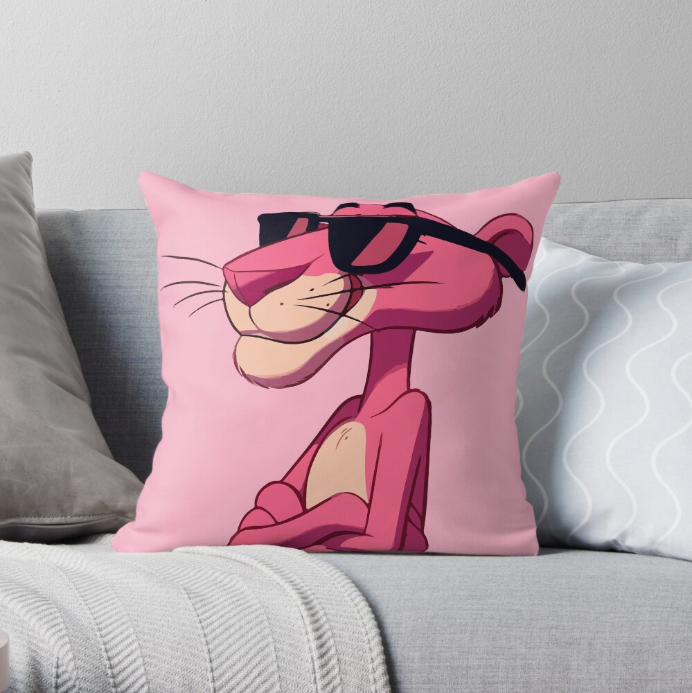Cool Cat In Pink Shades Throw Pillow
