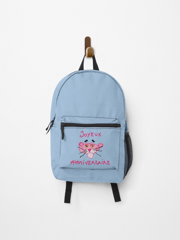 Happy Birthday Pink Panther Light Blue Background Backpack