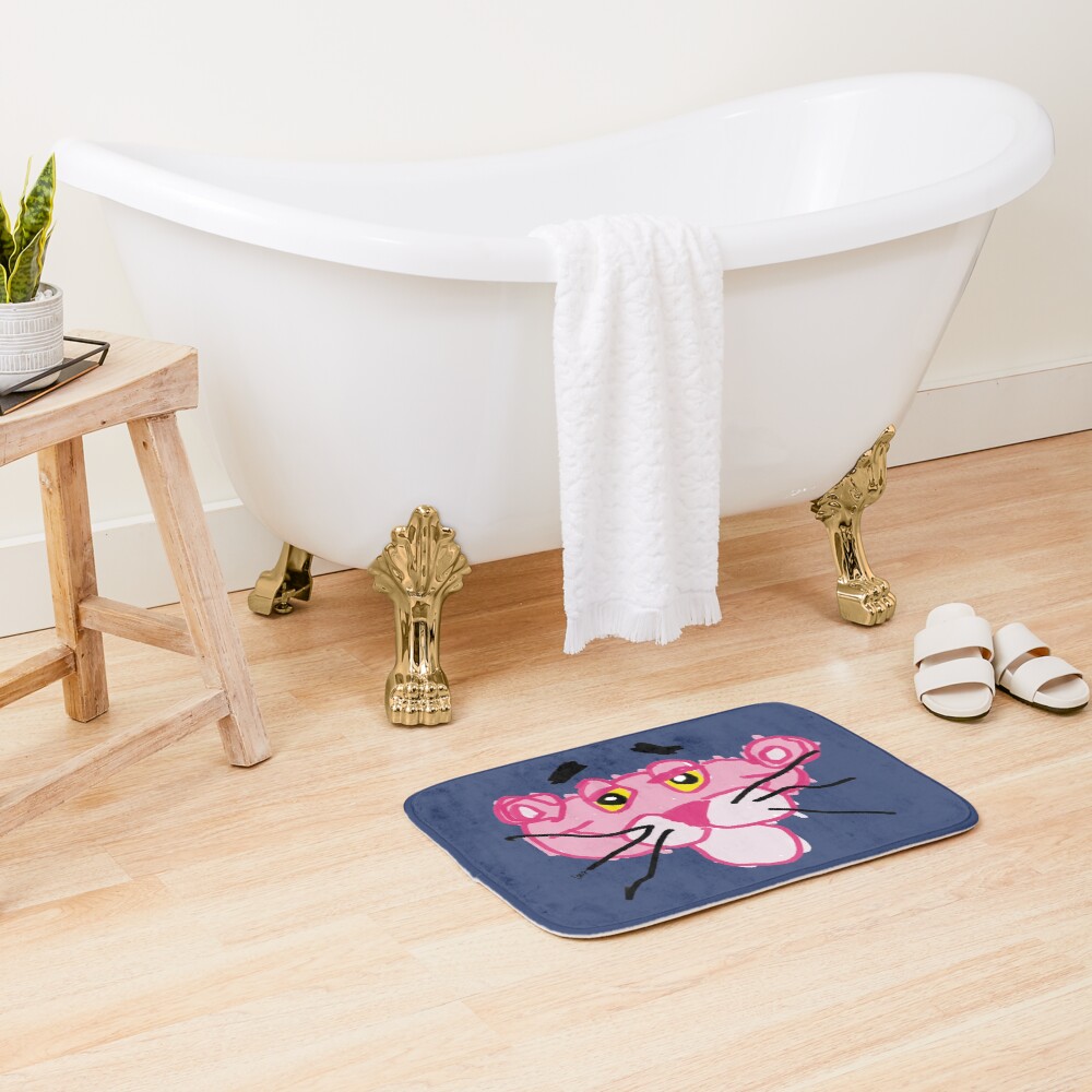 Pink Panther Blue Background Bath Mat - Image 2